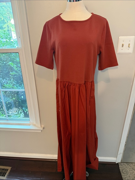 The Drop Dresses & Skirts - Women’s Rust Maxi Dress with Short Sleeves